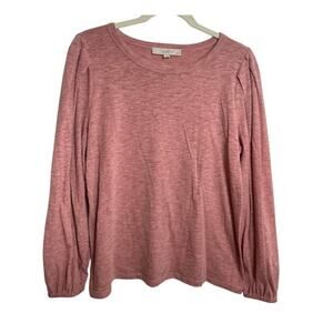 Loft Balloon Long Sleeve Top Soft Minimalist Feminine Romantic Crewneck L Petite